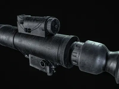 AN PVS 2  Night Vision Scope  With Mount  Low-poly 3D model