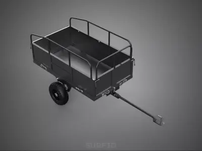 UTILITY TRAILER CARGO CART RAILING TOW BAR OFF ROAD CAGE TRUCK 2 3D model
