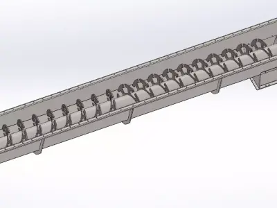 DOUBLE-SIDED MIXING SCREW CONVEYOR 3D model