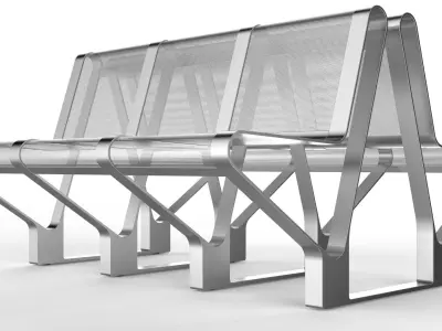 Waiting Room Seat V1 Double 3 Seats 3D model