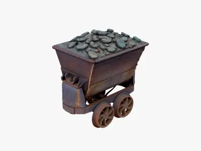 Rugged mining cart Low-poly 3D model