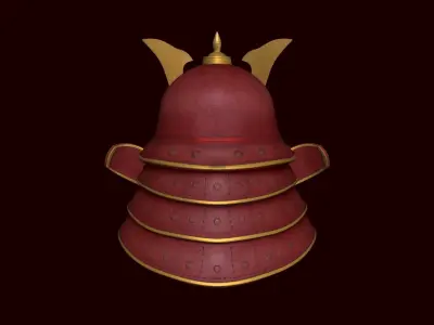 Samurai Helmet - Japanese Culture - Medieval Character Low-poly 3D model