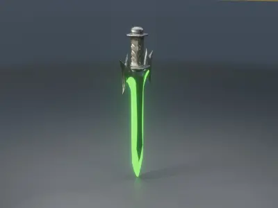 green sword stylized Low-poly 3D model
