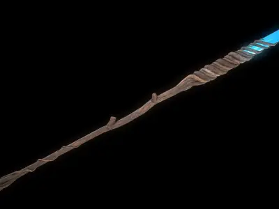 Fantasy Wizard Staff PBR Low-poly 3D model