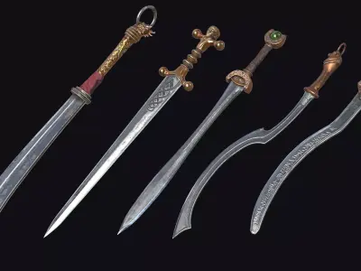 Fantasy RPG Swords Blade Knife Katana Longsword Shortsword Low-poly 3D model