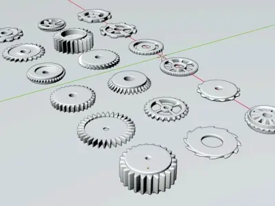 Cog Gear Clockwork Machinery Collection - 18 Pieces Low-poly 3D model