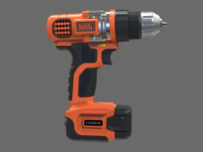 Cordless Drill black and decker 3d model 3D model