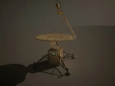 Animated Military Radar Low-poly 3D model
