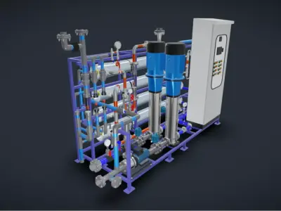8m3h 3Stage RO Water Filter System 3D model