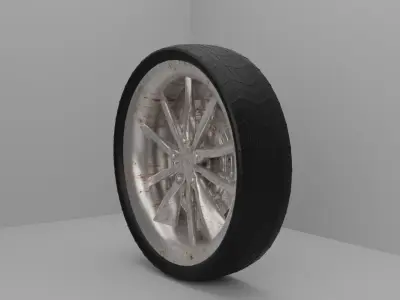 3D realistic tesla car wheel model  Free low-poly 3D model
