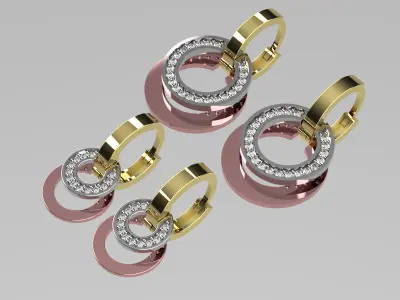 earings   simple   diamond 2 part big and small e00023 3D print model