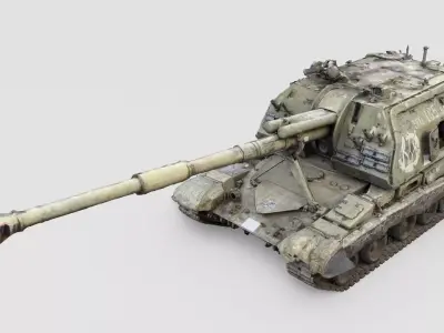 Destroyed 2S19 Msta 152 mm self-propelled howitzer M1990 3D model