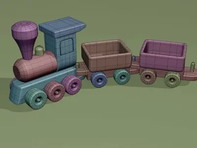 Childrens wooden toy train 3D model