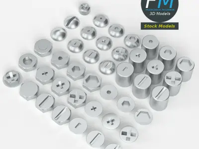 Screw heads collection 3D model purchase