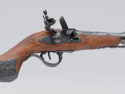 Pirate Flintlock Pistol Low-poly 3D model