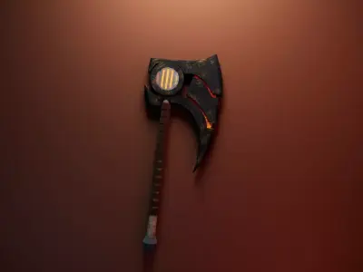 Inferno Core War Axe Fantasy Weapon AAA Game Ready Low-poly 3D model
