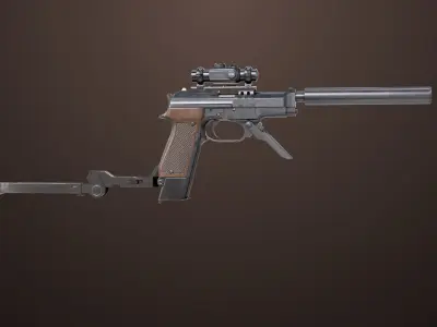 Pistol 08 Black Generic All PBR UE Textures Included Low-poly 3D model