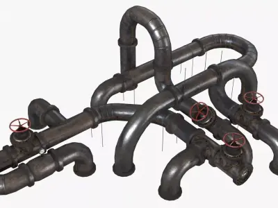 Old Metallic Pipes Low-poly 3D model