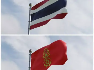 Animated Thailand Flags 3D model
