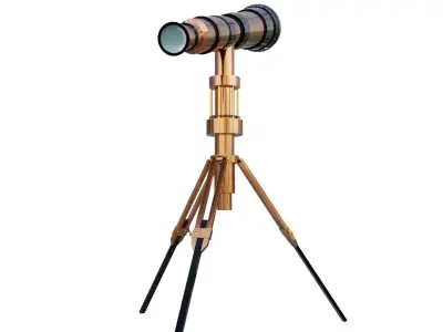 Copper Telescope Low-poly 3D model