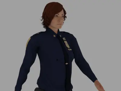 Rigged Police 04 3D model