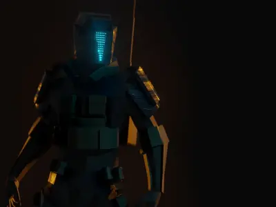 Low poly military robot Free low-poly 3D model