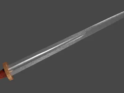 Excalibur sword with Spatha handle Low-poly 3D model
