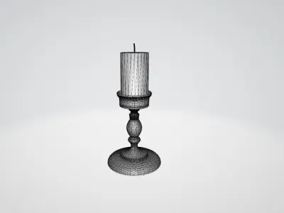 Candle and candle holder Low-poly 3D model