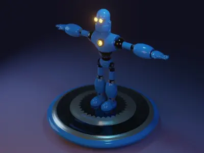 robot on platform Free low-poly 3D model