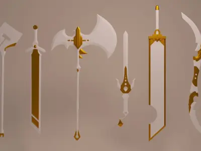 Medium-Poly Meel Weapons 3D model