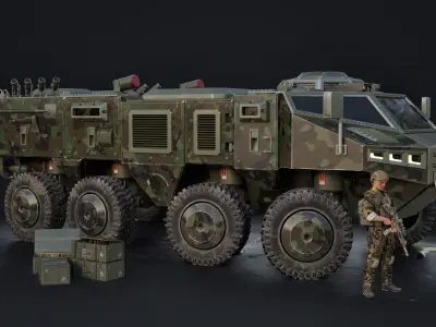 APC - 8X8 Woodland Camo Version 3D model