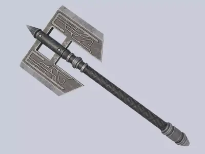 Fantasy axe Low-poly 3D model 6