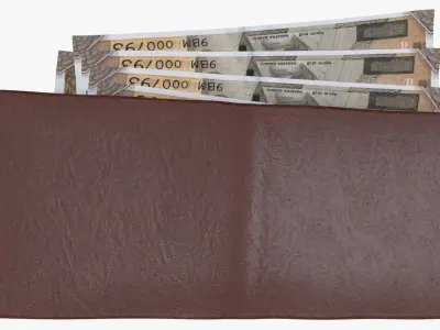 India 500 Rupee Wallet Money Purse 3D model