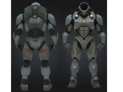 Military Combat Android Armored Sci-fi soldier Low-poly 3D model