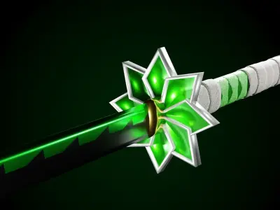 Demon Slayer Sanemi Shinazugawa Green Sword Low-poly 3D model
