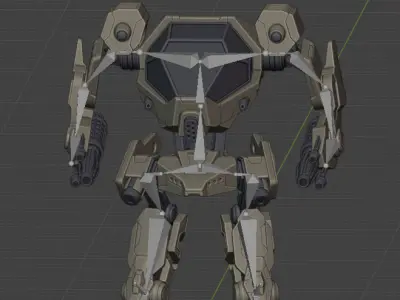 Mecha - Realistic Machine Gun Robot  Fully Rigged  Game-Ready 3D model