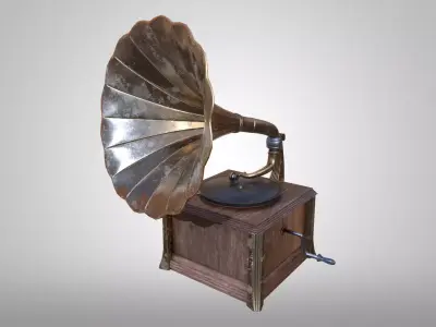 Gramophone antique Low-poly 3D model