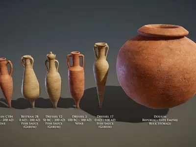 Roman Amphora Pack Low-poly 3D model