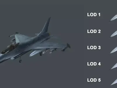 Asset - Army - F16A Fighting Falcon - 3D MODEL Low-poly Low-poly 3D model