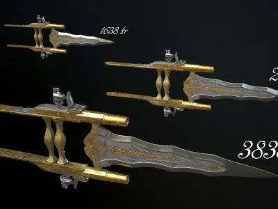 BUTTERFLY ASSASSIN - Flintlock Katar Low-poly 3D model