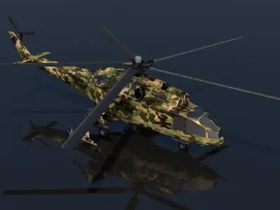 Low poly VR AR game ready Gunship Helicopter Low-poly 3D model
