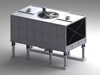 Industrial Square Cooling Tower 3D model
