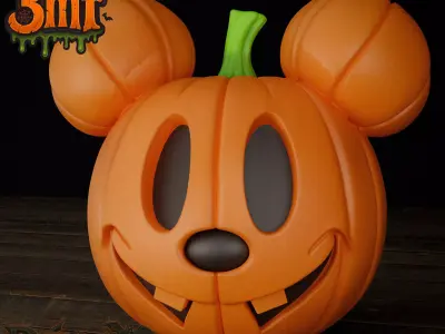 Mickey Halloween Pumpkin Duo Decor and Carved Versions Free 3D print model