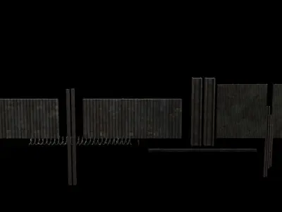 Modular Military Gate Low-poly 3D model