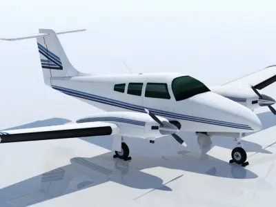 Piper PA-44 Seminole Low Poli Static Aircraft Low-poly 3D model