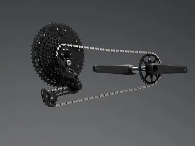 MTB drivetrain Low-poly 3D model