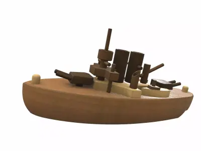 Wooden ship toy 1 Free 3D model