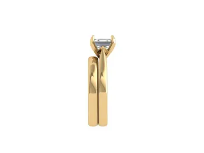 Asscher Solitaire Ring Bridal Set 3D print model
