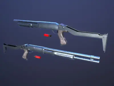 CM352 Shotgun Game Ready 5 Textures Low-poly 3D model Low-poly 3D model