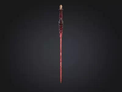 Infernal Crescent Blade Fantasy Game Ready 3D Sword Low-poly 3D model